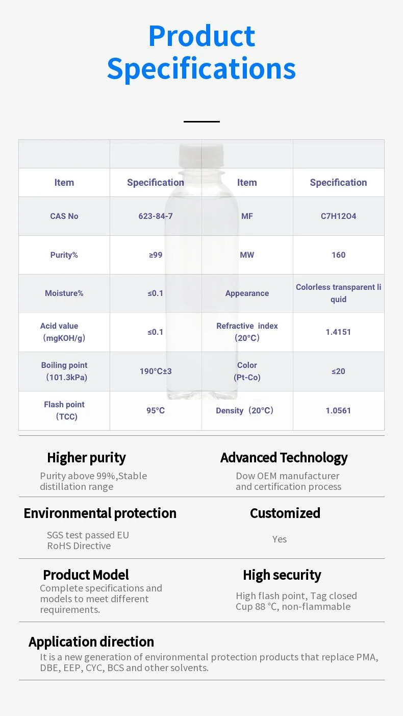 99% Purity Organic Solvent 1, 2-Propyleneglycol Diacetate / Pgda CAS 623-84-7 From Dow OEM Factory